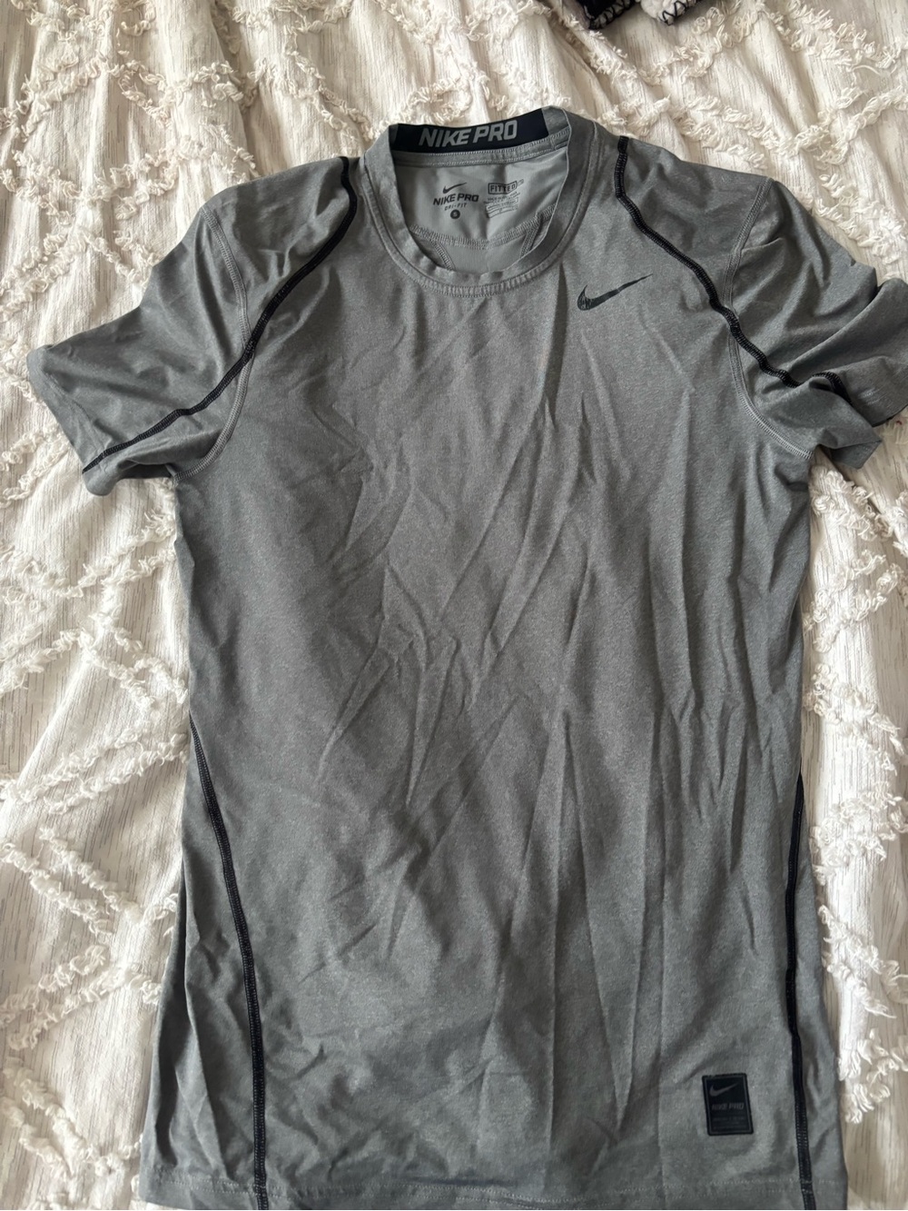 Nike Pro Dri-FIT S Gray Fitted Compression Training Shirt